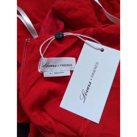 Lovers + Friends Leopard Red Corey Open Back Halter Midi Dress Medium - Picture 9 of 9